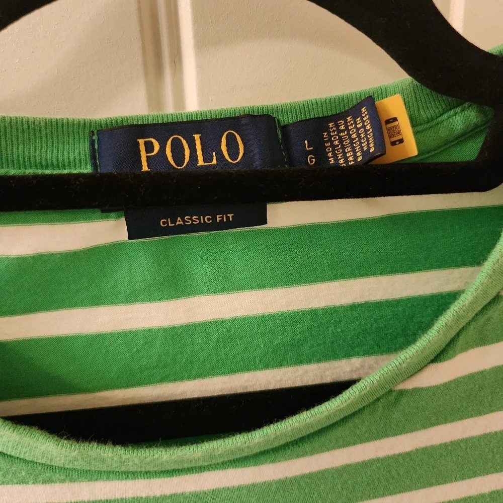 Polo Ralph Lauren Striped T-Shirt Green White Classic Fit Men’s Large
